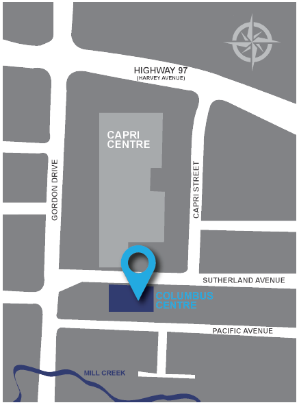 Map showing location of Columbus Centre